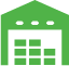 Green warehouse icon.