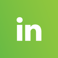 LinkedIn logo in white on a green background